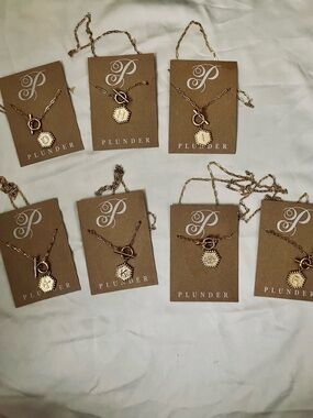 Plunder Gold Hex Initial Toggle Necklace - Gold Tone